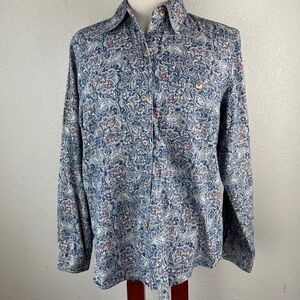 Liz Claiborne Liz Wear Paisley Button Down Top EUC